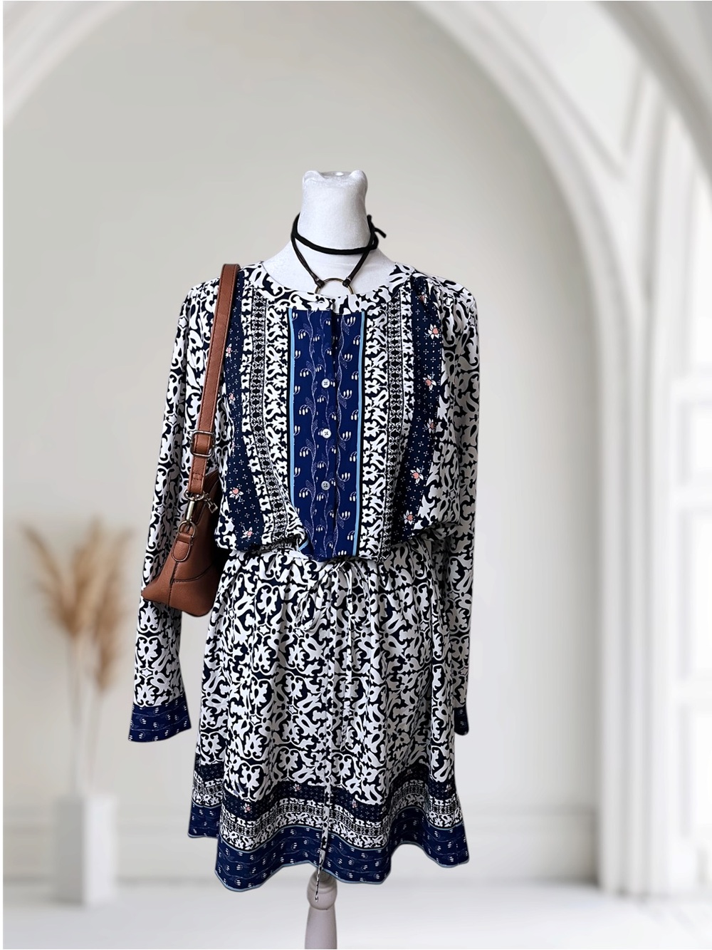LOFT Printed Long Sleeve Dress Size M
